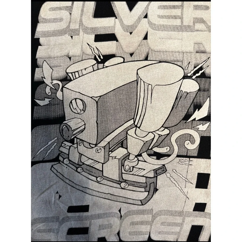 Live and Tell Silver Screen Flash Film Graphic T-Shirt Black‎ Unisex Graphic L